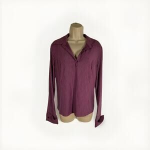 Y2K Apostrophe stretch long sleeve v-neck with collar XL